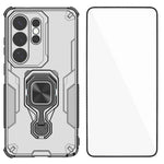 WANLONFENG För Samsung Galaxy S26 Ultra mobilskal PC TPU Bakstycke Stativ med Härdat Glas