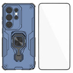 WANLONFENG För Samsung Galaxy S26 Ultra mobilskal PC TPU Bakstycke Stativ med Härdat Glas