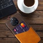 Til Huawei Mate 50 RS Porsche Design 4G Anti-fald Mobilcover Stoftekstur Telefoncover Kortlomme PU Læderbelagt PC Cover