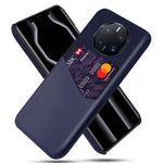 For Huawei Mate 50 RS Porsche Design 4G Anti-fall Cellphone Case Cloth Texture Phone Case Card Holder PU Leather Coated PC Cover