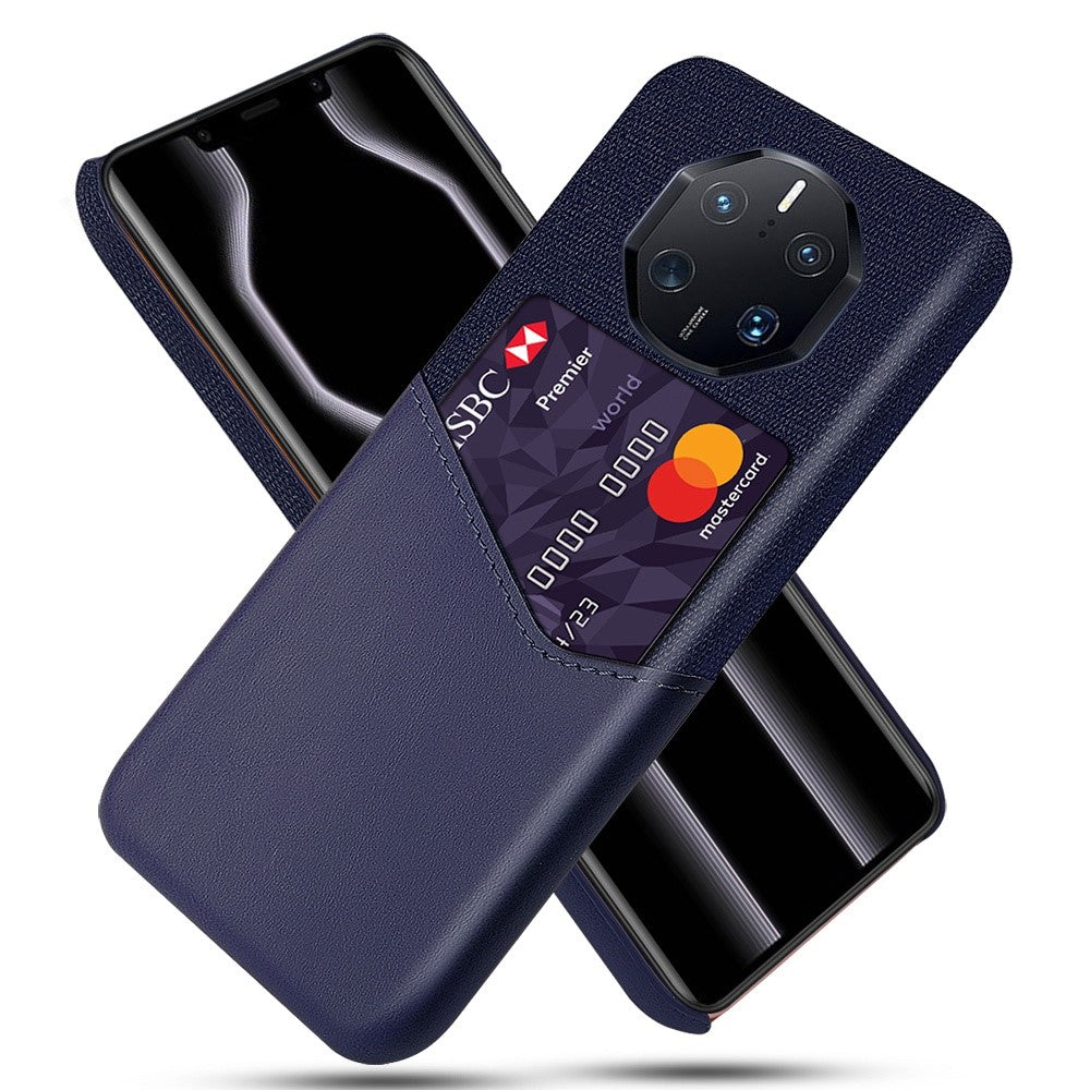 For Huawei Mate 50 RS Porsche Design 4G Anti-fall Cellphone Case Cloth Texture Phone Case Card Holder PU Leather Coated PC Cover