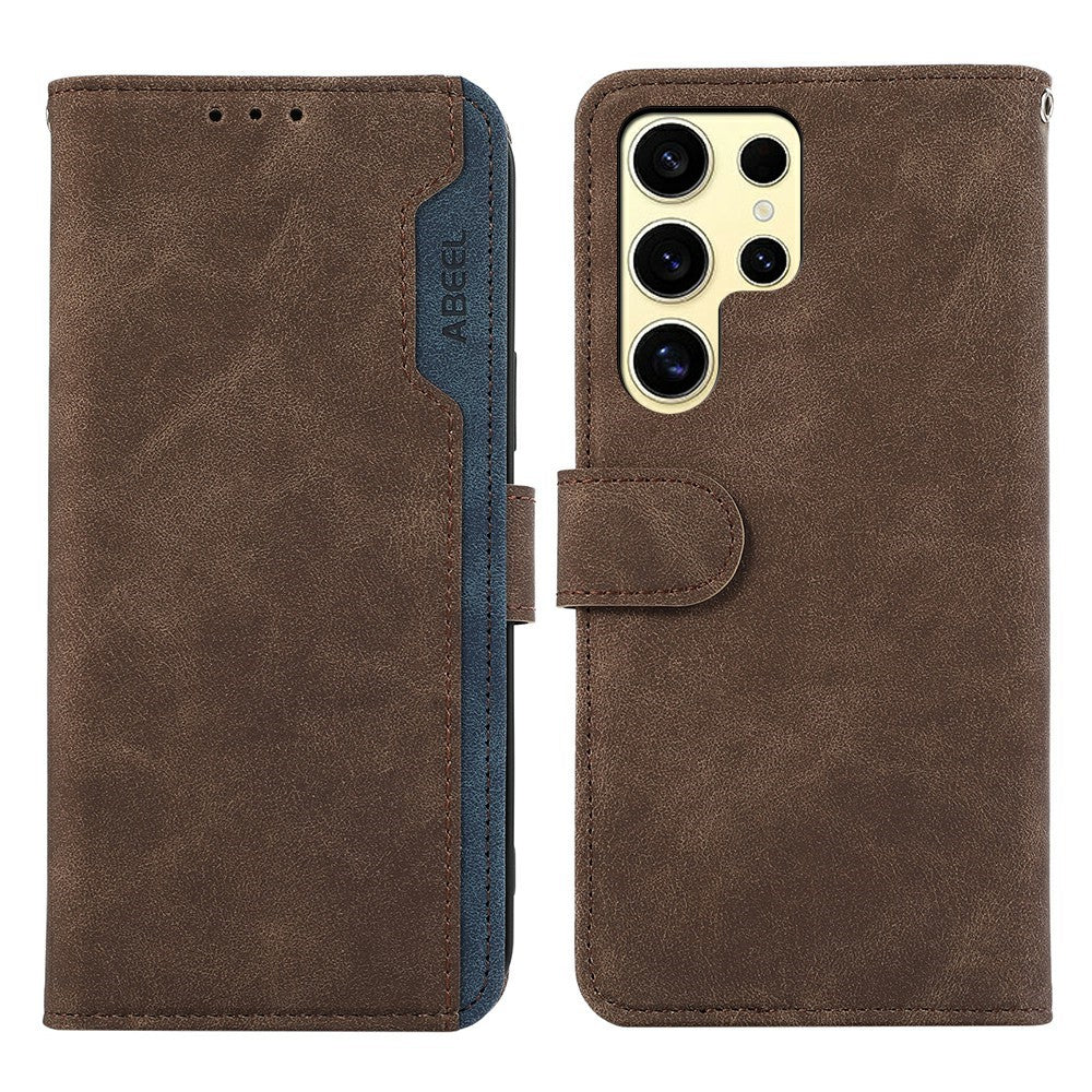 ABEEL For Samsung Galaxy S26 Ultra Case Color Splicing Leather Flip Phone Cover RFID Blocking