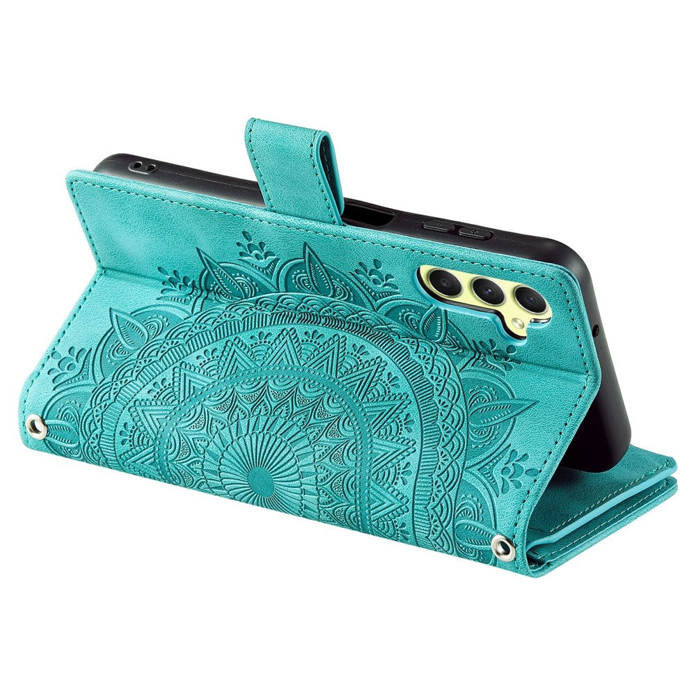 Plånboksfodral för Samsung Galaxy S26 med mandala-mönster och PU-läder med handledsrem
