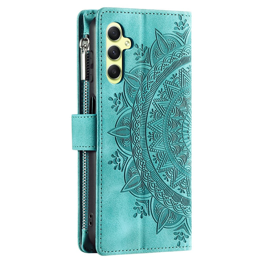 Plånboksfodral för Samsung Galaxy S26 med mandala-mönster och PU-läder med handledsrem