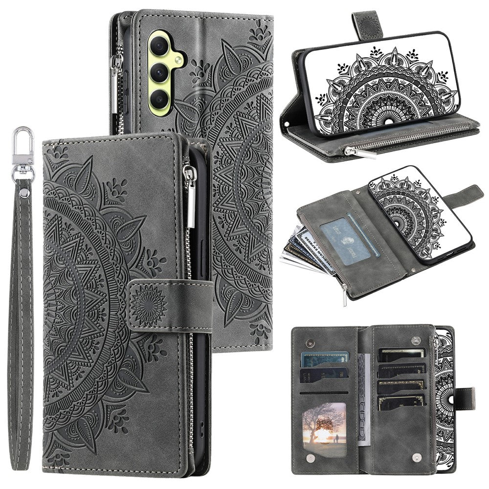 Plånboksfodral för Samsung Galaxy S26 med mandala-mönster och PU-läder med handledsrem