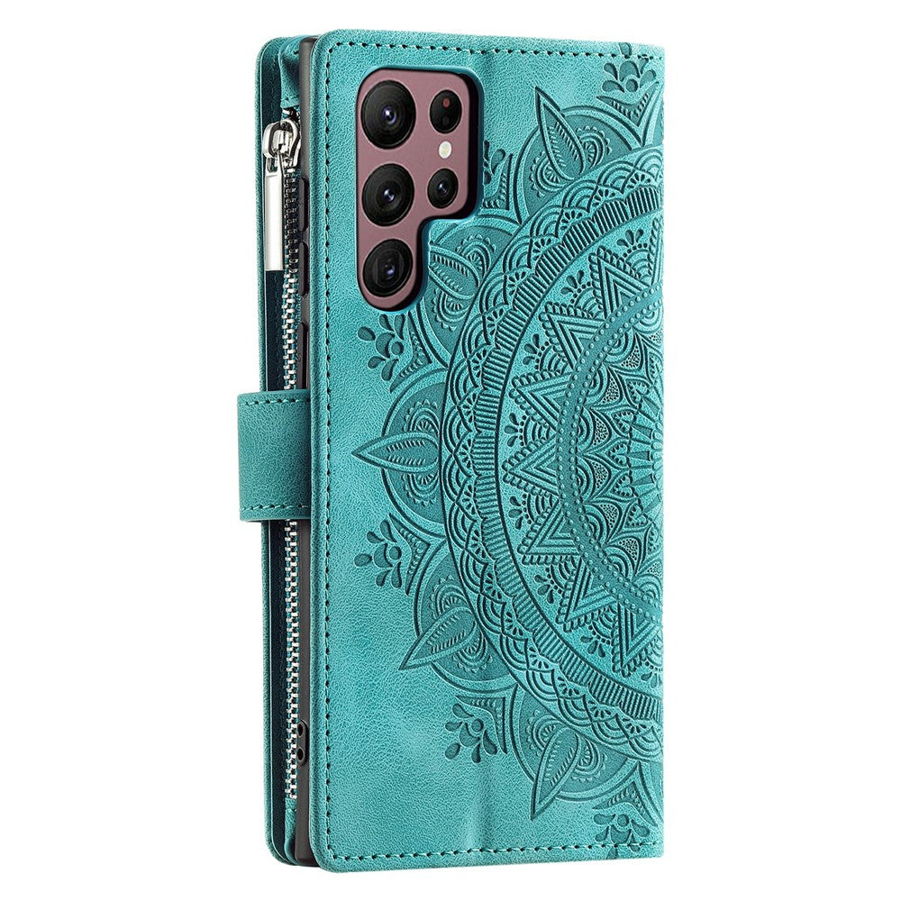 Plånboksfodral för Samsung Galaxy S26 Ultra med mandala-mönster och PU-läder med handledsrem