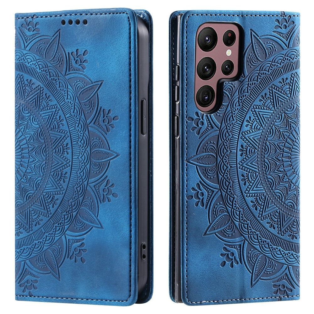 For Samsung Galaxy S26 Ultra Case Magnetic Closing Leather Phone Cover Pattern Imprinted