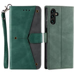 For Samsung Galaxy S26 Leather Case Splicing Stitching Wallet Phone Cover with Wrist Strap