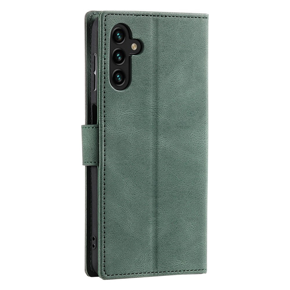 For Samsung Galaxy S26 Leather Case Splicing Stitching Wallet Phone Cover with Wrist Strap
