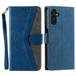 For Samsung Galaxy S26 Leather Case Splicing Stitching Wallet Phone Cover with Wrist Strap