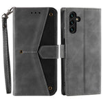 For Samsung Galaxy S26 Leather Case Splicing Stitching Wallet Phone Cover with Wrist Strap