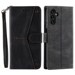 For Samsung Galaxy S26 Leather Case Splicing Stitching Wallet Phone Cover with Wrist Strap