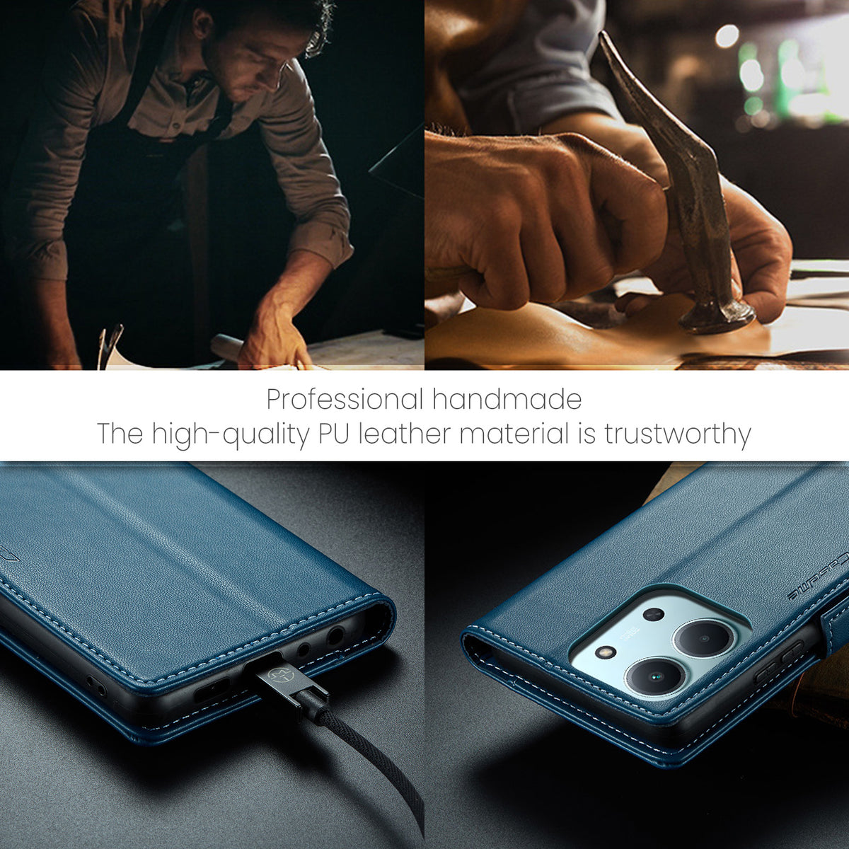 CASEME För Xiaomi Redmi 15C 5G (EU) (173mm) / Xiaomi Redmi 15C 4G (EU) (173mm) Skal 023 Series RFID-blockerande glansigt stativmobilskal