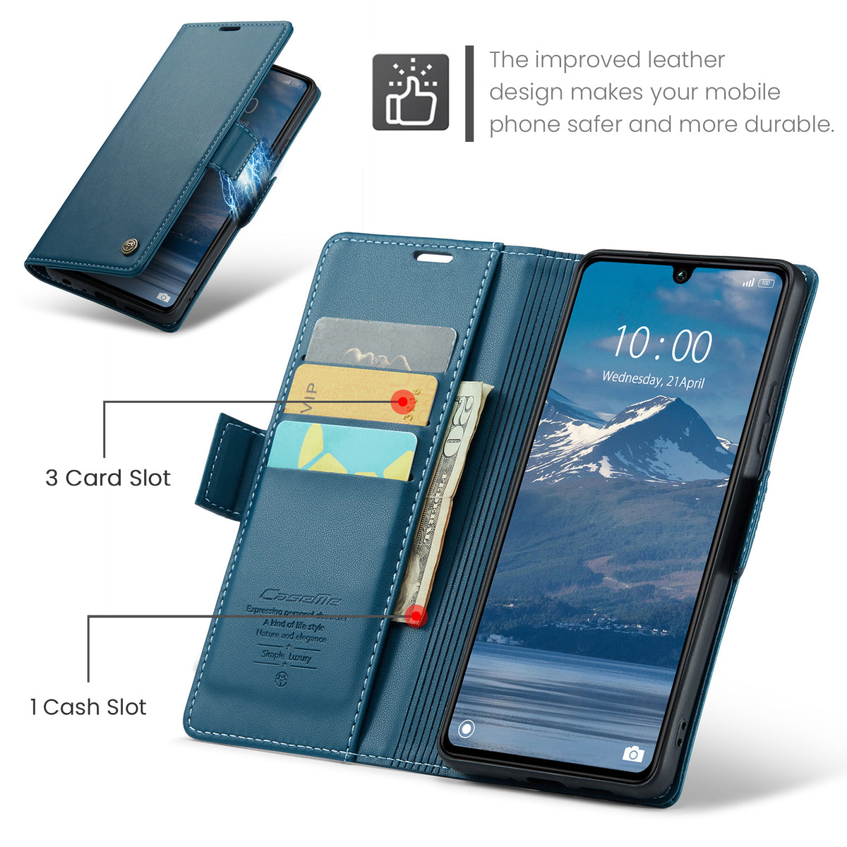CASEME För Xiaomi Redmi 15C 5G (EU) (173mm) / Xiaomi Redmi 15C 4G (EU) (173mm) Skal 023 Series RFID-blockerande glansigt stativmobilskal