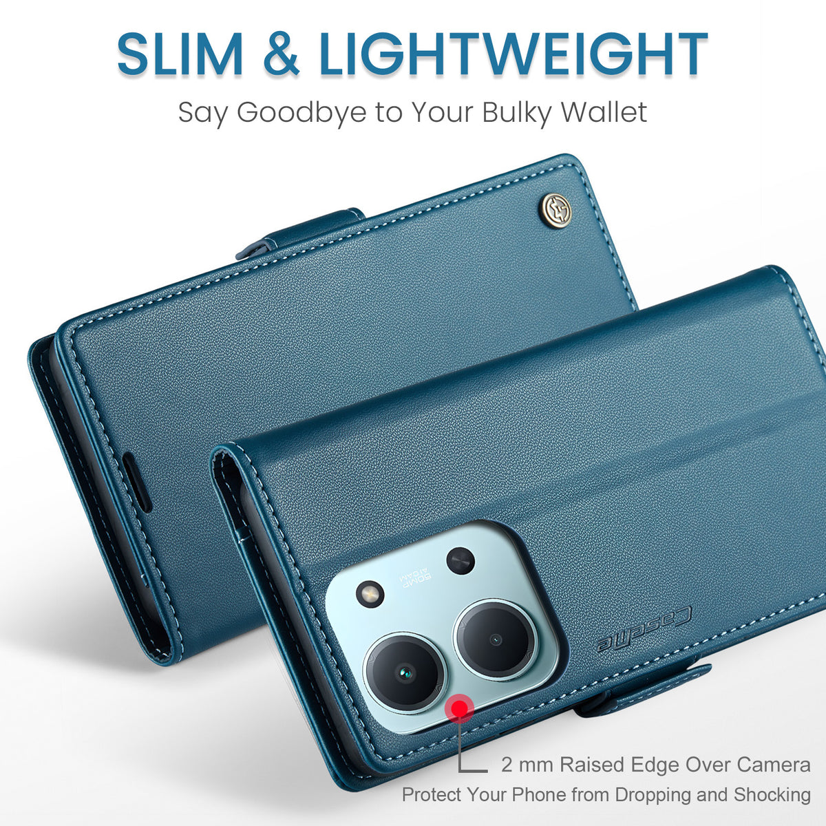 CASEME För Xiaomi Redmi 15C 5G (EU) (173mm) / Xiaomi Redmi 15C 4G (EU) (173mm) Skal 023 Series RFID-blockerande glansigt stativmobilskal