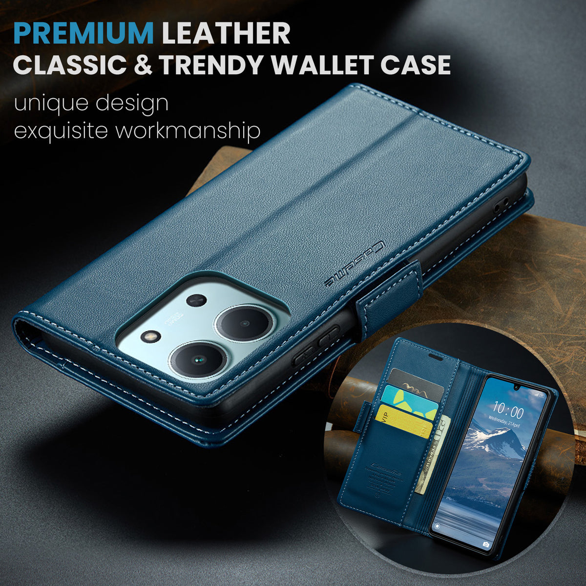 CASEME För Xiaomi Redmi 15C 5G (EU) (173mm) / Xiaomi Redmi 15C 4G (EU) (173mm) Skal 023 Series RFID-blockerande glansigt stativmobilskal