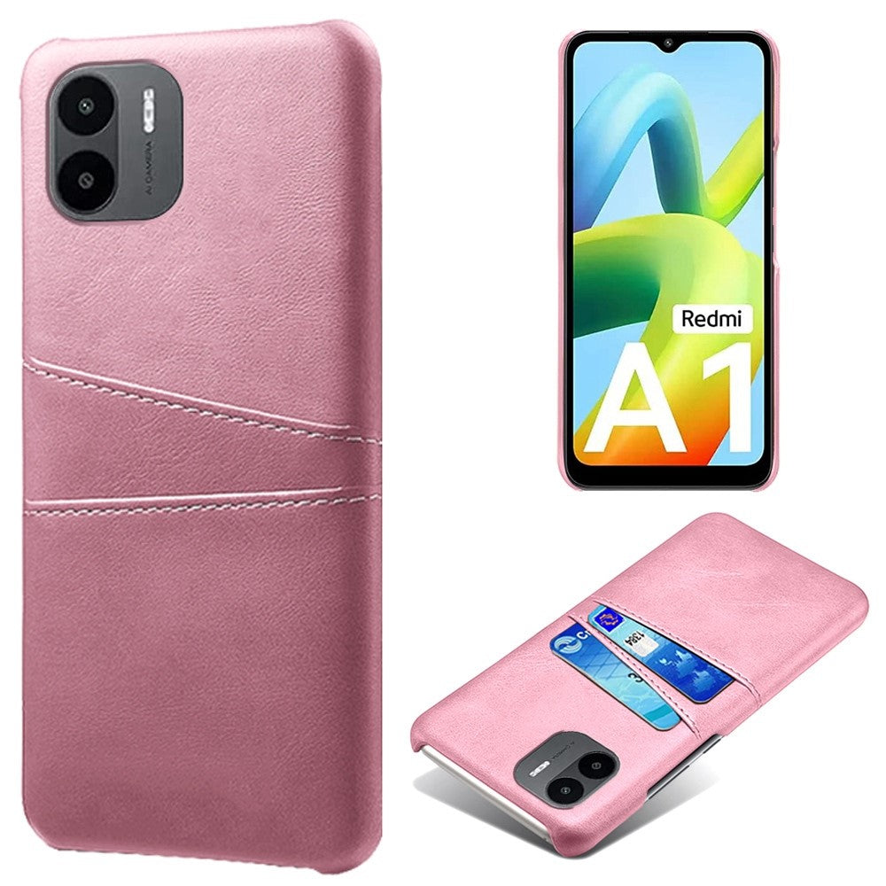 Xiaomi Redmi A1 4G / A2 4G Reptåligt mobilskal PU-läder hårt PC-skal skyddande mobilfodral med dubbla kortplatser