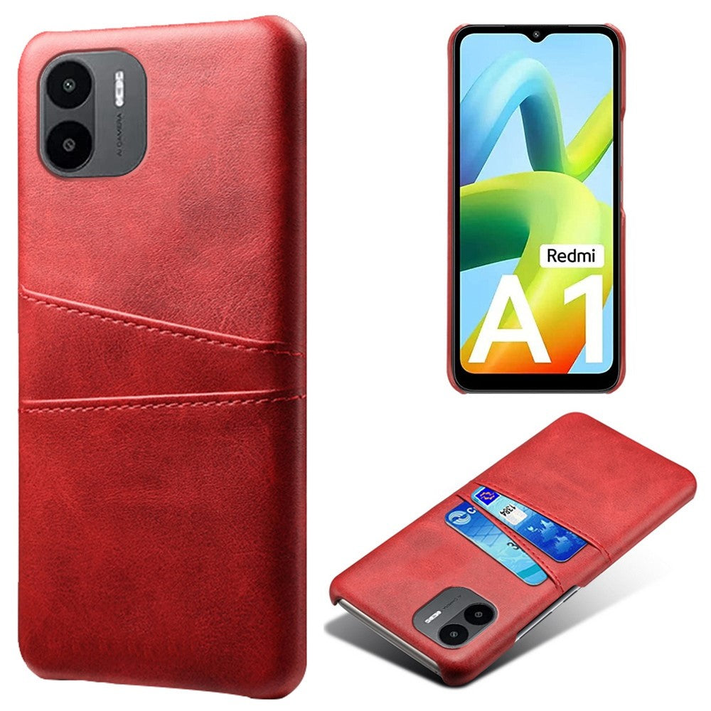 Xiaomi Redmi A1 4G / A2 4G Reptåligt mobilskal PU-läder hårt PC-skal skyddande mobilfodral med dubbla kortplatser