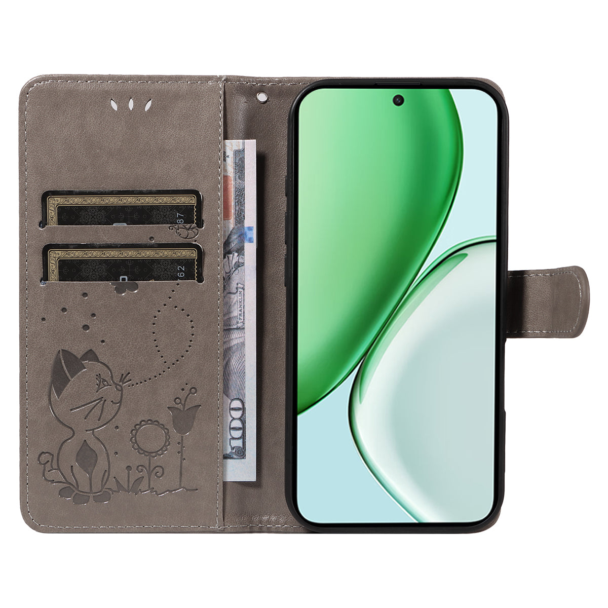 For Honor Magic8 Lite 5G / X9d 5G / X70 5G Leather Wallet Case Cat Bee Pattern Phone Cover Stand