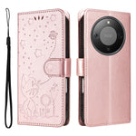 For Honor Magic8 Lite 5G / X9d 5G / X70 5G Leather Wallet Case Cat Bee Pattern Phone Cover Stand