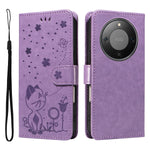 For Honor Magic8 Lite 5G / X9d 5G / X70 5G Leather Wallet Case Cat Bee Pattern Phone Cover Stand