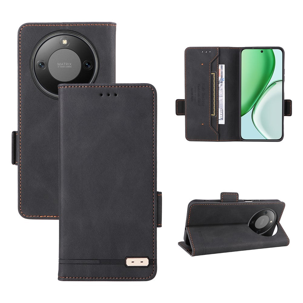 For Honor Magic8 Lite 5G / X9d 5G / X70 5G Case Leather Wallet Flip Phone Cover with Hardware Decor