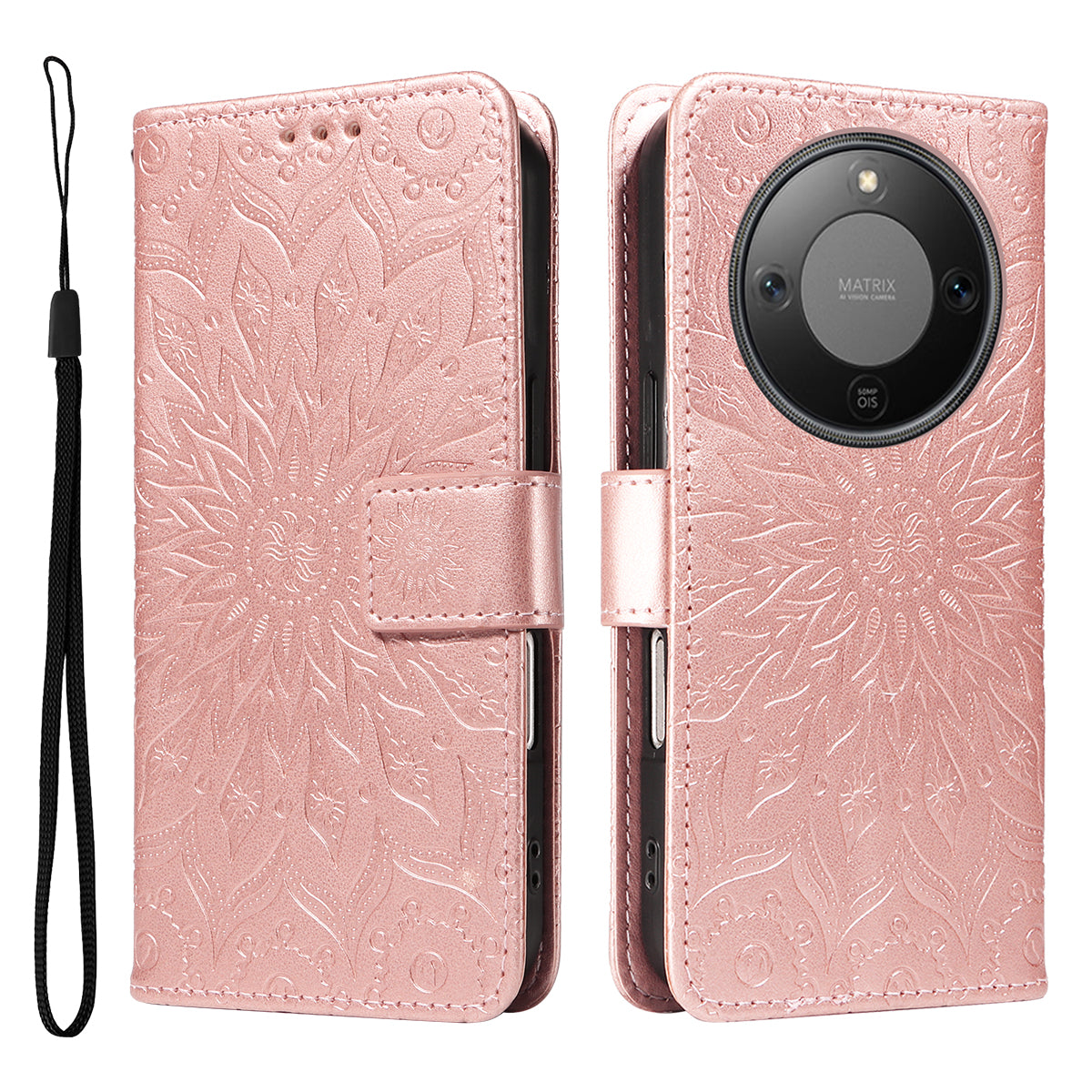 For Honor Magic8 Lite 5G / X9d 5G / X70 5G Leather Wallet Case Sunflower Imprinted Phone Cover
