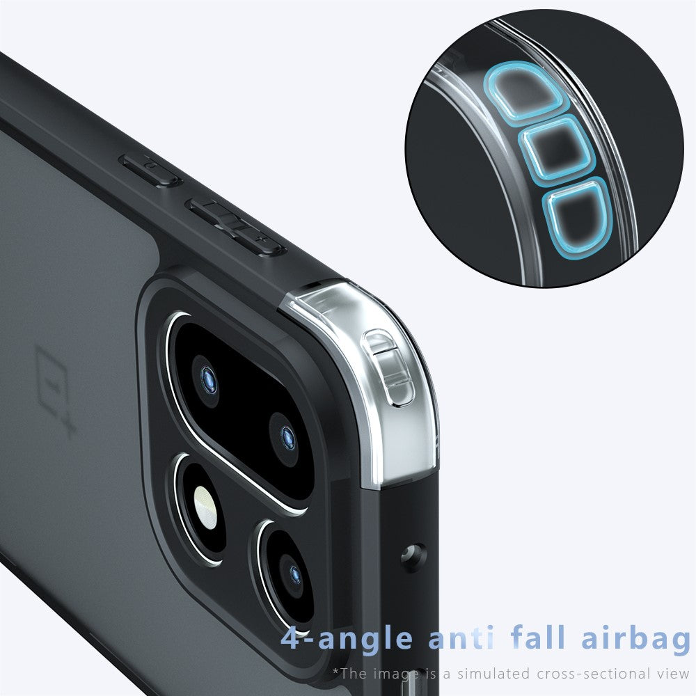 OnePlus 15 5G-skal Skin-Touch TPU + PC Matt mobilbaksida, transparent svart