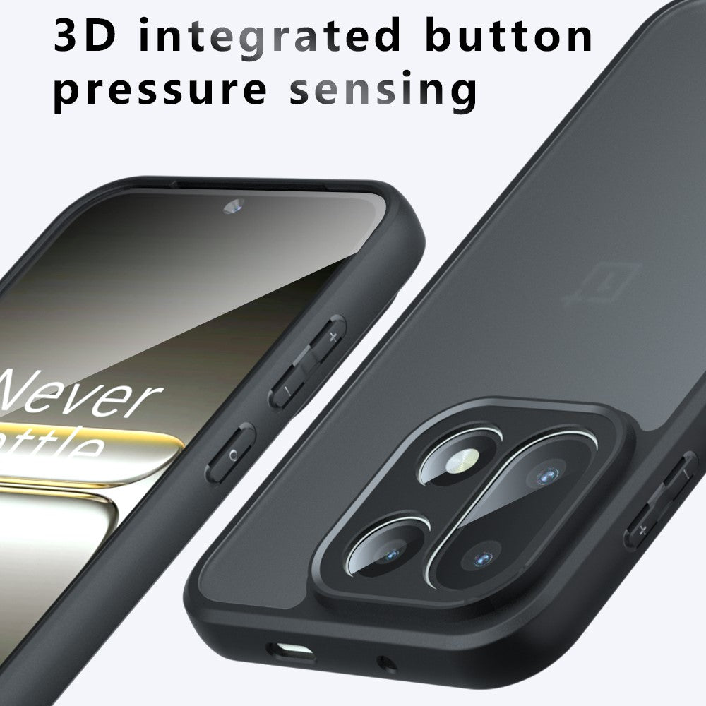 OnePlus 15 5G-skal Skin-Touch TPU + PC Matt mobilbaksida, transparent svart