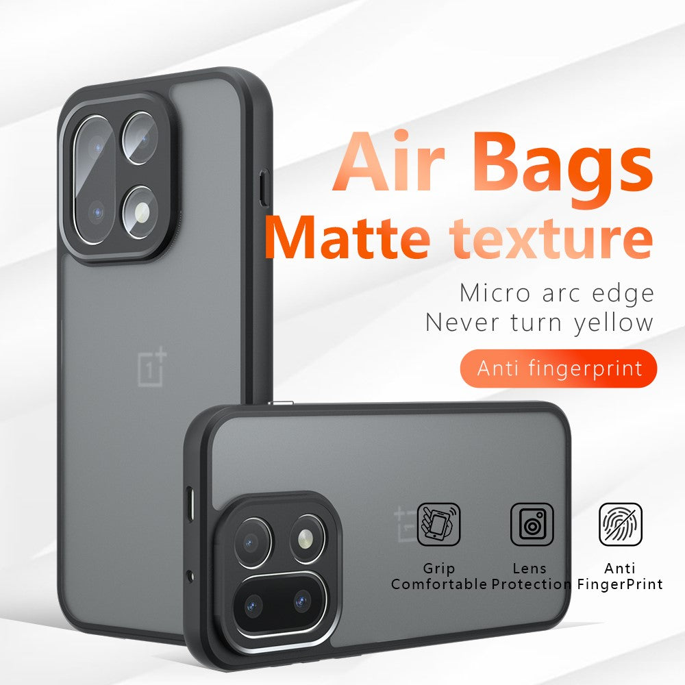 OnePlus 15 5G-skal Skin-Touch TPU + PC Matt mobilbaksida, transparent svart