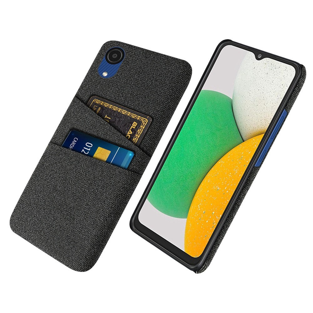 For Samsung Galaxy A23e Anti-scratch Cloth Texture Phone Case Dual Card Slots PC Protective Back Cover