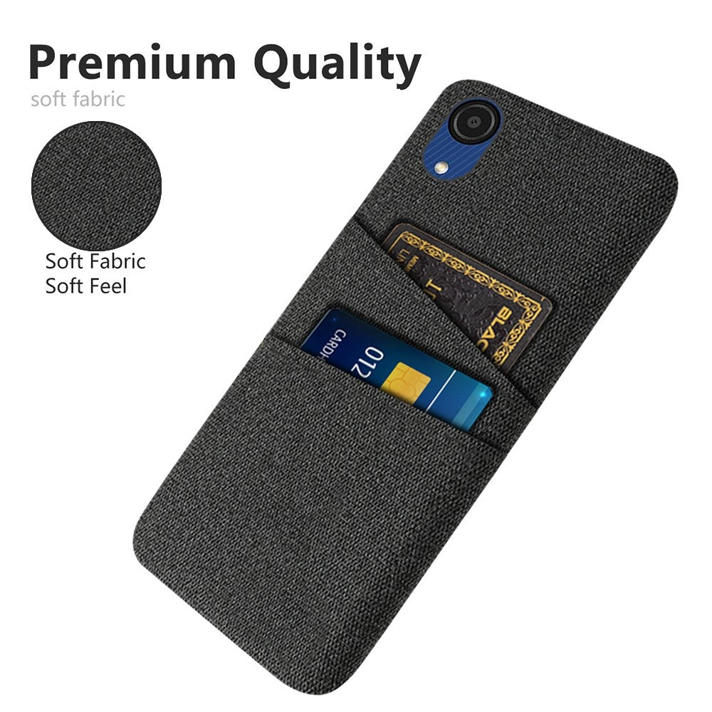 For Samsung Galaxy A23e Anti-scratch Cloth Texture Phone Case Dual Card Slots PC Protective Back Cover