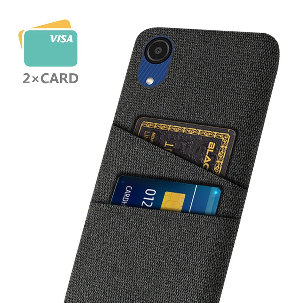 For Samsung Galaxy A23e Anti-scratch Cloth Texture Phone Case Dual Card Slots PC Protective Back Cover