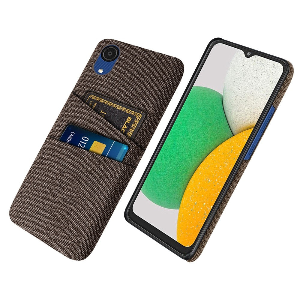 For Samsung Galaxy A23e Anti-scratch Cloth Texture Phone Case Dual Card Slots PC Protective Back Cover