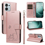 For Oppo A6 Pro 4G / Oppo F31 5G / Oppo A6 Pro 5G Case Cat Pattern Imprint Leather Phone Cover with Wrist Strap