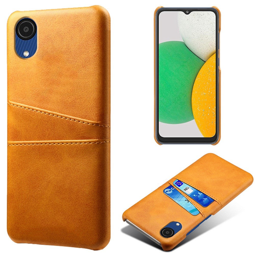 For Samsung Galaxy A23e Scratch Resistance Dual Card Slots Holder Protective Phone Case PU Leather Coated Hard PC Phone Shell