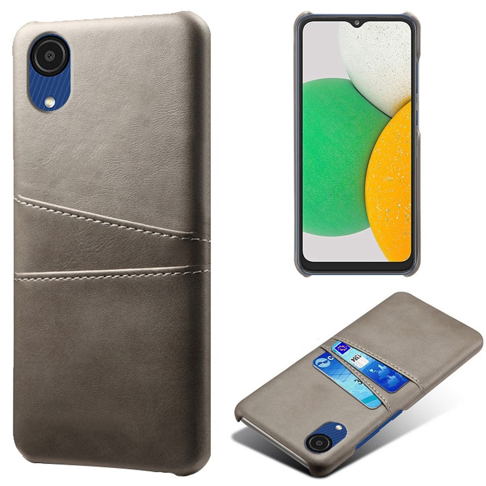 For Samsung Galaxy A23e Scratch Resistance Dual Card Slots Holder Protective Phone Case PU Leather Coated Hard PC Phone Shell
