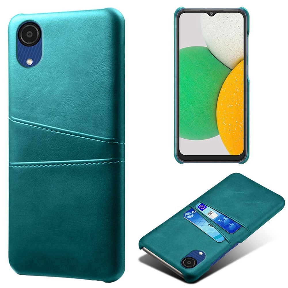 For Samsung Galaxy A23e Scratch Resistance Dual Card Slots Holder Protective Phone Case PU Leather Coated Hard PC Phone Shell
