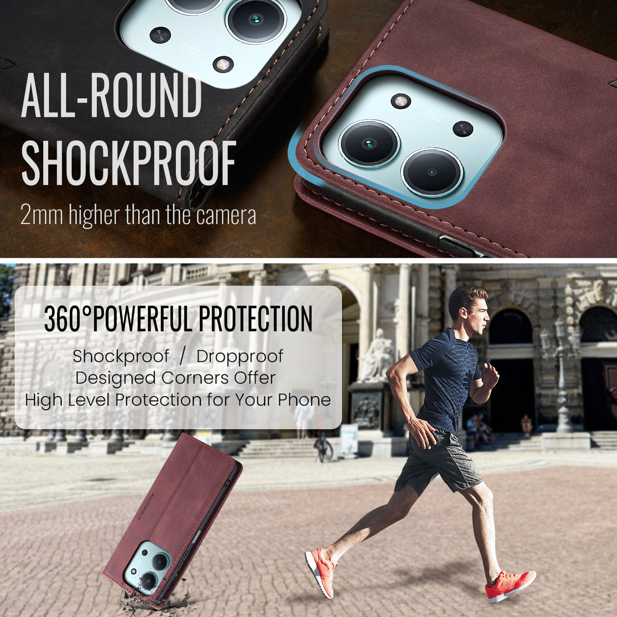 CASEME För Xiaomi Redmi 15C 5G (EU) (173mm) / Xiaomi Redmi 15C 4G (EU) (173mm) Plånboksfodral 013-serien PU-lädermobilfodral i stativ