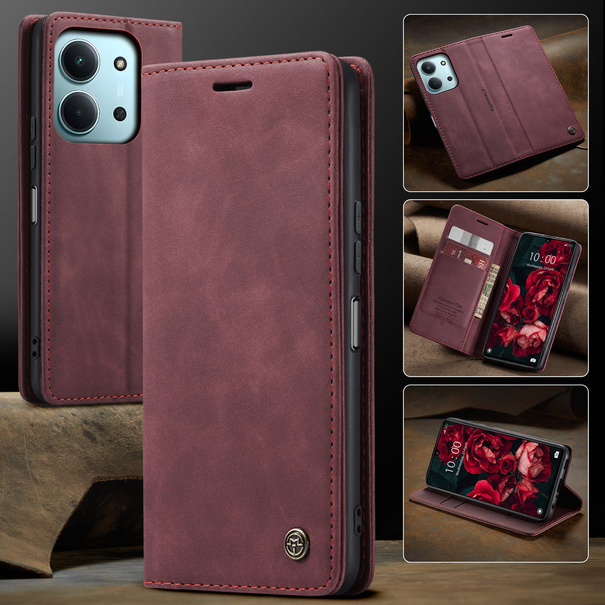 CASEME För Xiaomi Redmi 15C 5G (EU) (173mm) / Xiaomi Redmi 15C 4G (EU) (173mm) Plånboksfodral 013-serien PU-lädermobilfodral i stativ