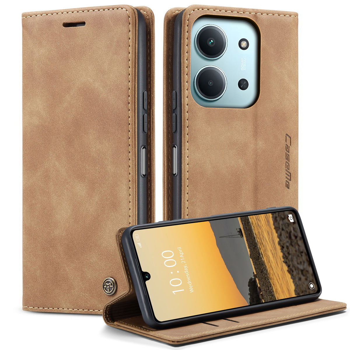 CASEME För Xiaomi Redmi 15C 5G (EU) (173mm) / Xiaomi Redmi 15C 4G (EU) (173mm) Plånboksfodral 013-serien PU-lädermobilfodral i stativ