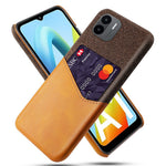 Cellphone Case for Xiaomi Redmi A1 4G / A2 4G Scratch Resistant Cloth Texture Phone Case Card Holder PU Leather Coated PC Cover