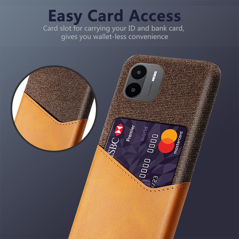 Cellphone Case for Xiaomi Redmi A1 4G / A2 4G Scratch Resistant Cloth Texture Phone Case Card Holder PU Leather Coated PC Cover