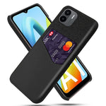 Cellphone Case for Xiaomi Redmi A1 4G / A2 4G Scratch Resistant Cloth Texture Phone Case Card Holder PU Leather Coated PC Cover