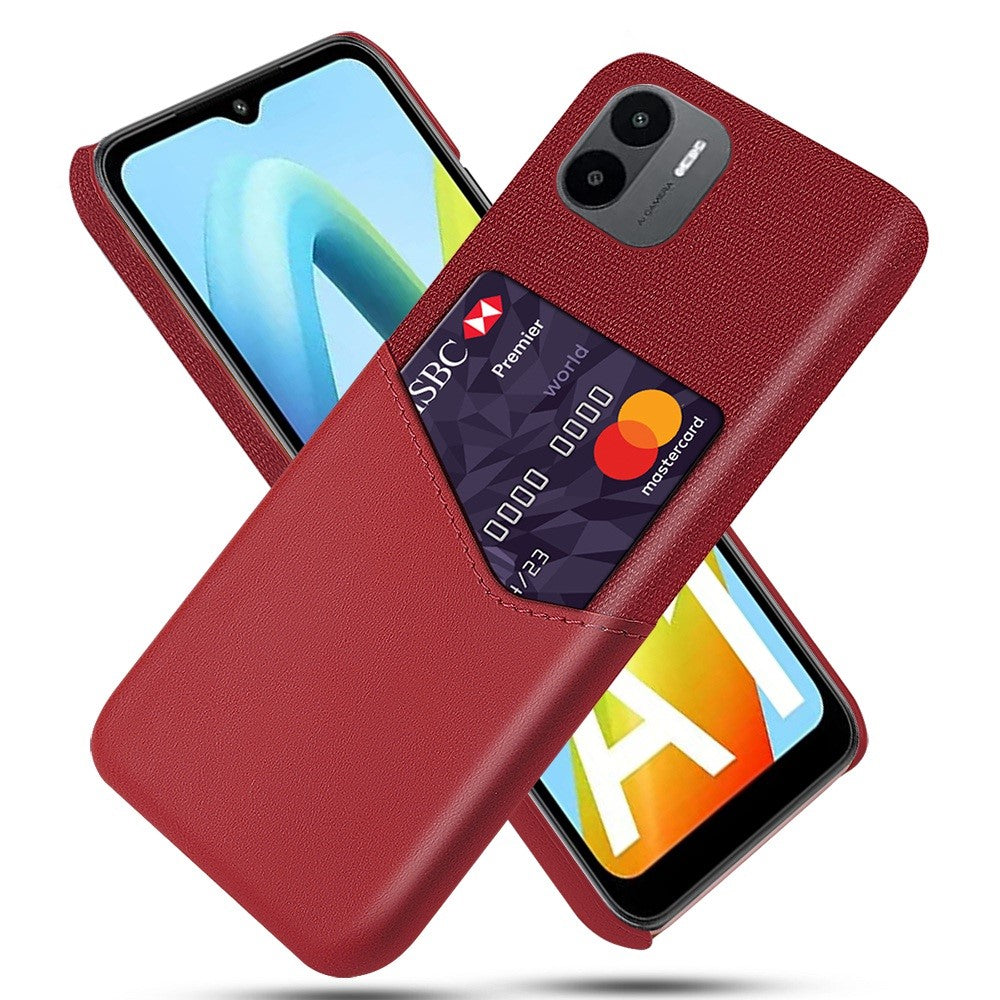 Cellphone Case for Xiaomi Redmi A1 4G / A2 4G Scratch Resistant Cloth Texture Phone Case Card Holder PU Leather Coated PC Cover