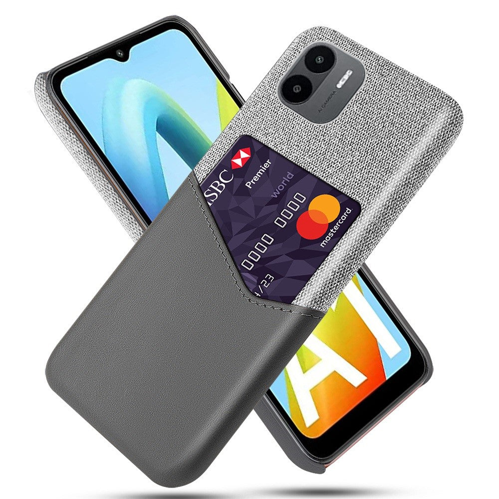 Cellphone Case for Xiaomi Redmi A1 4G / A2 4G Scratch Resistant Cloth Texture Phone Case Card Holder PU Leather Coated PC Cover
