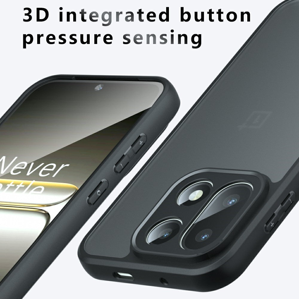 OnePlus 15 5G-skal Skin-Touch TPU + PC Matt mobilbaksida, transparent svart