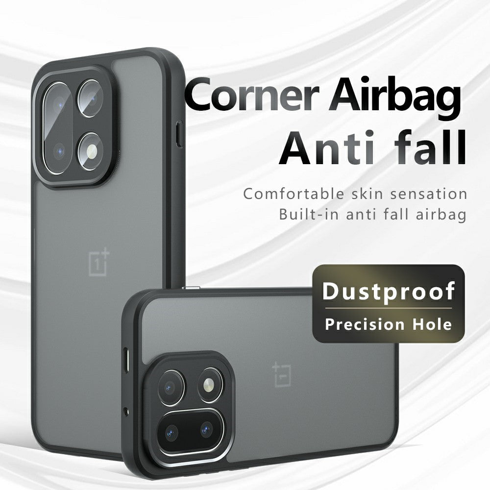 OnePlus 15 5G-skal Skin-Touch TPU + PC Matt mobilbaksida, transparent svart