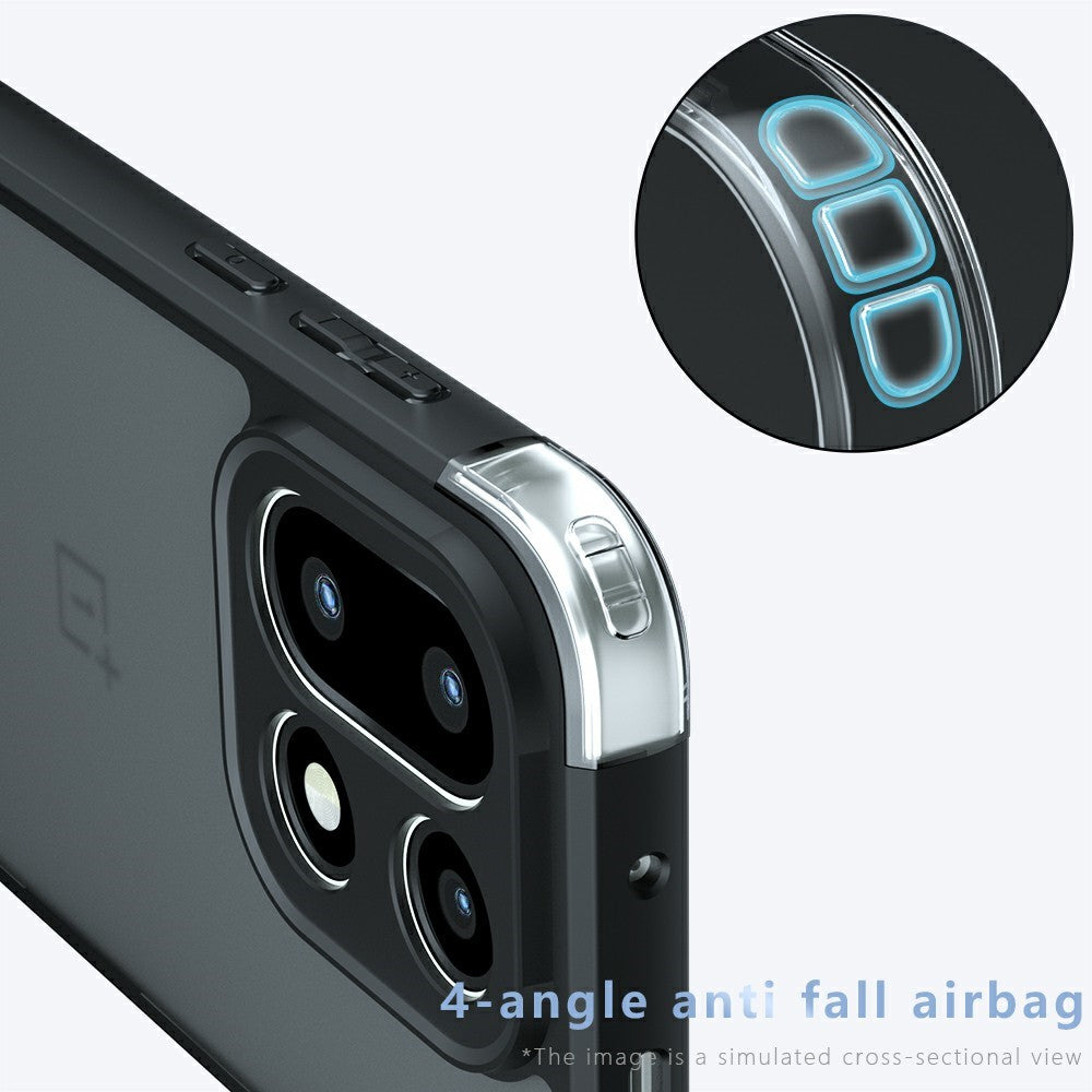 OnePlus 15 5G-skal Skin-Touch TPU + PC Matt mobilbaksida, transparent svart
