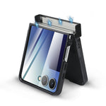 For Samsung Galaxy Z Flip7 5G Magnetic Case Electroplating CD Vein PC Phone Cover with Tempered Glass Screen Film